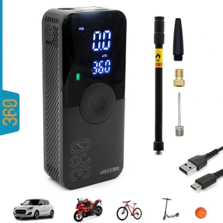 Přenosný kompresor eRIDER 360 s funkcí power banky a odpouštěcím ventilem
